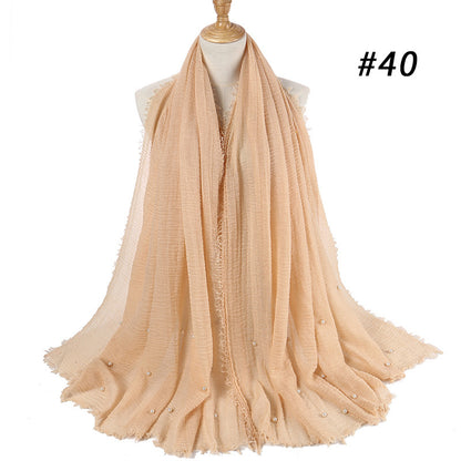 Cotton and linen crumpled monochrome scarf Limorista