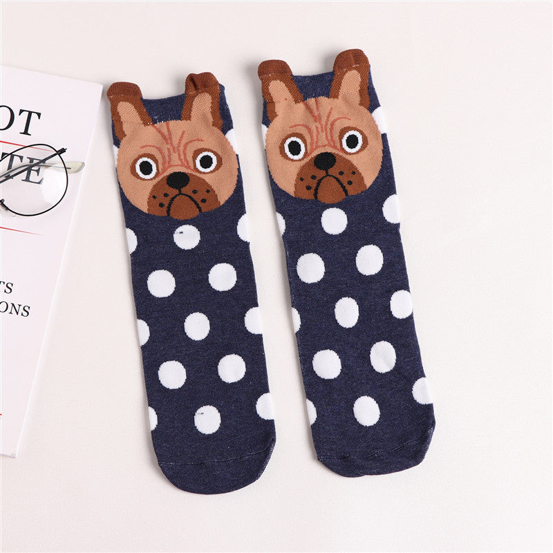 Cute Cartoon Dog Socks With Polka Dot Printing Boat Socks Limorista