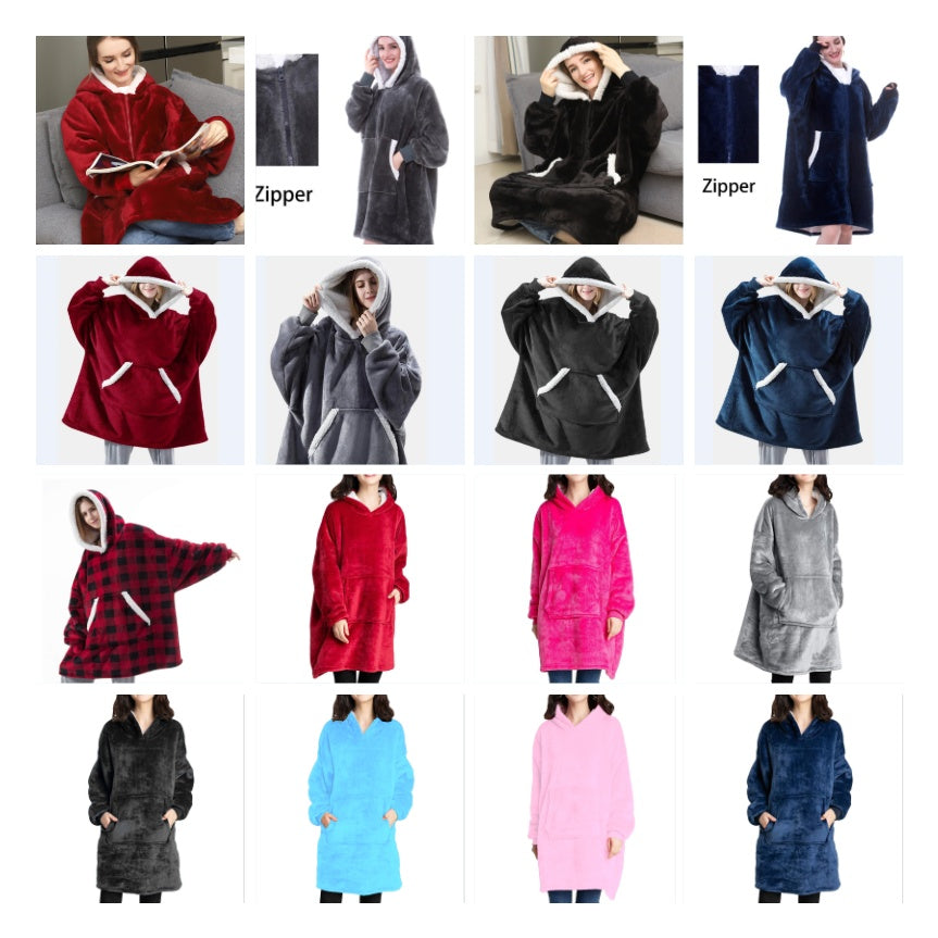 Men And Women Can Wear Zipper Flannel Lazy Blanket Limorista