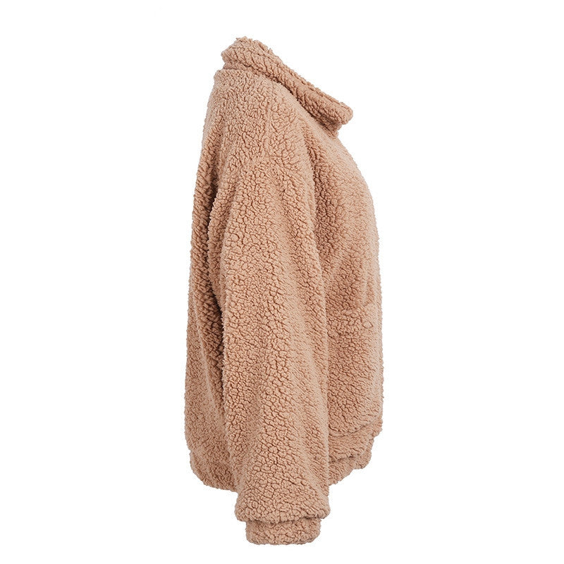 Faux lambswool oversized jacket coat Winter black warm hairly jacket Women autumn outerwear Limorista