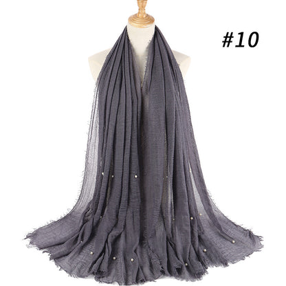 Cotton and linen crumpled monochrome scarf Limorista
