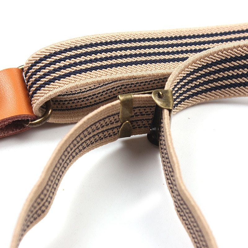 Bib stripe straps straps double shoulder straps men and women elastic elastic suspenders Limorista