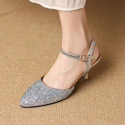Closed Toe Back Empty Ankle-strap Buckle Sandals Women&