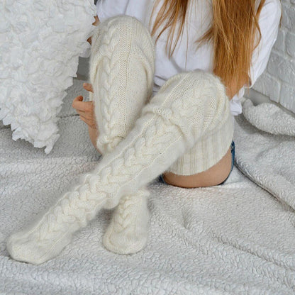 Winter Socks Over The Knee Lengthened Long Tube Knitted Pile Socks Limorista