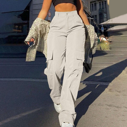 Multi-Pocket Workwear Straight-leg Trousers Limorista