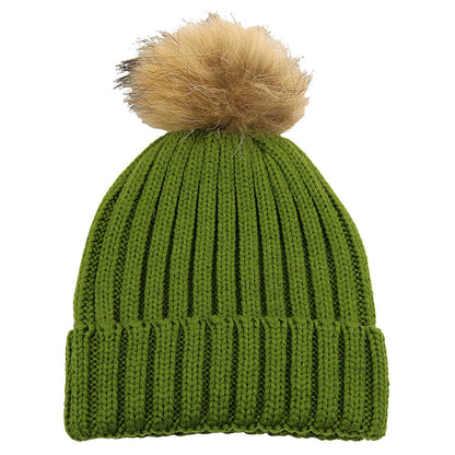Fur Ball Knitted Hat Warm And Thick Woolen Cap Limorista