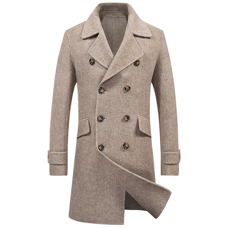 Double-breasted mid-length woolen coat Limorista