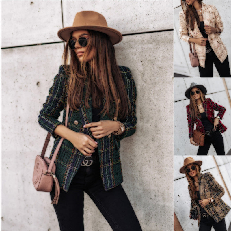 Check Lapel Printed Thin Jacket Limorista