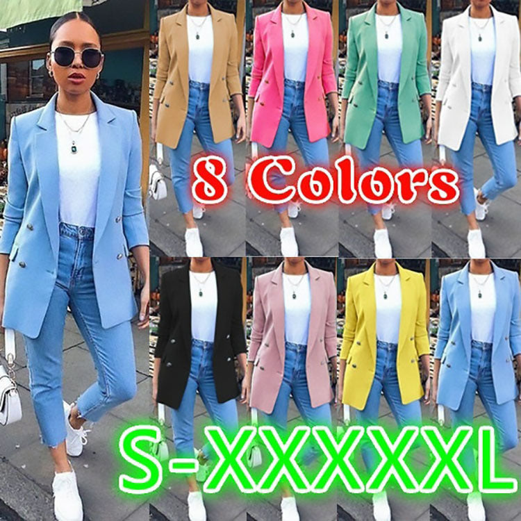 Limorista - Fashion Lapel cardigan medium length temperament suit coat woman