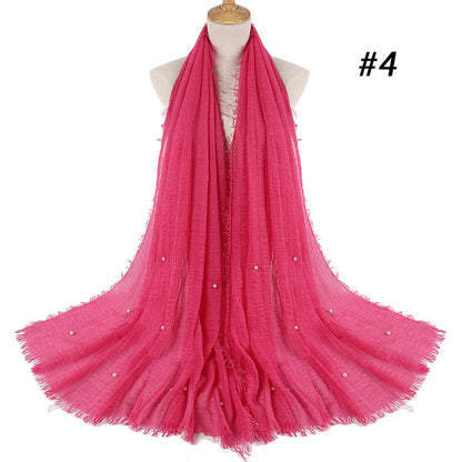 Cotton and linen crumpled monochrome scarf Limorista