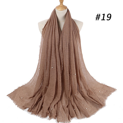 Cotton and linen crumpled monochrome scarf Limorista
