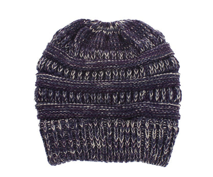 Mixed Color Knitted Wool Hat Ladies Non-labeled Ponytail Hat Limorista