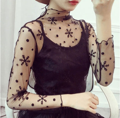Sheer lace bottoming shirt Limorista