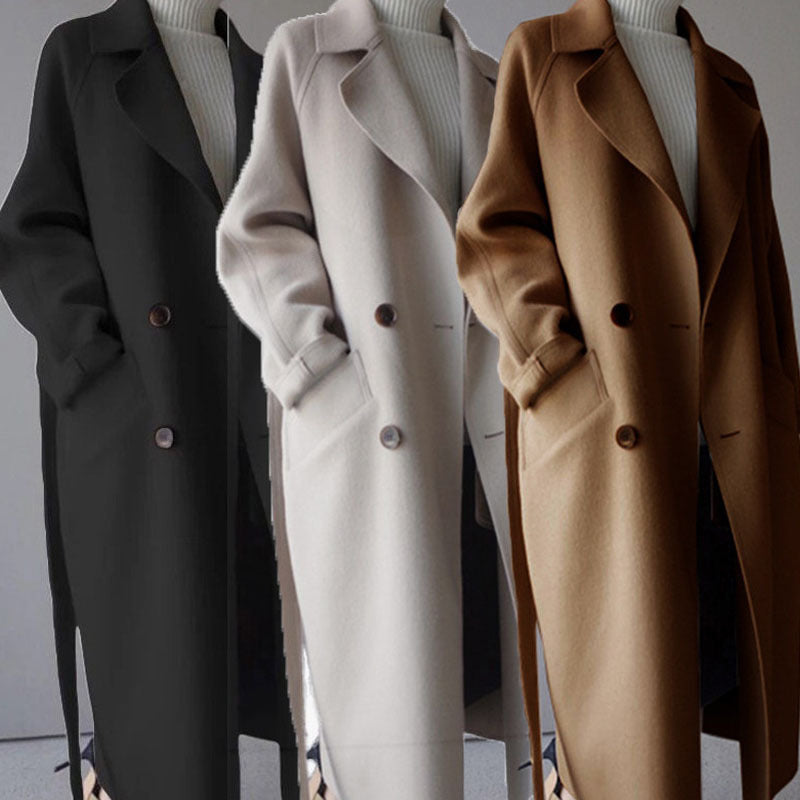 Korean Style Temperament Mid-length Over-the-knee Double-sided Cashmere Woolen Coat Limorista