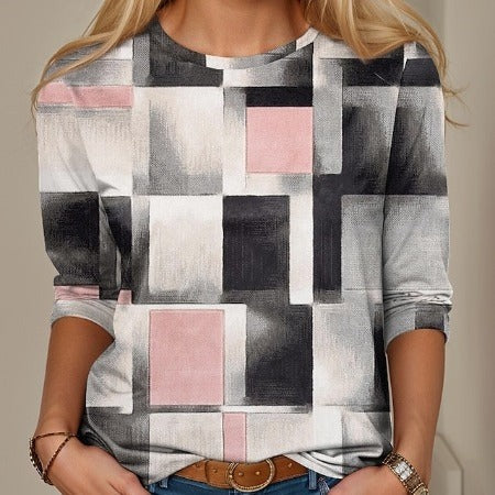 Long Sleeve Slim-fit T-shirt With Round Neck Digital Printing Limorista