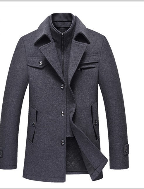 Men Woolen Coats Winter Slim Fit Warm Overcoats Brand Detachable Collar Casual Wool Blends Trench Coats SL-F053 Limorista