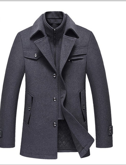 Men Woolen Coats Winter Slim Fit Warm Overcoats Brand Detachable Collar Casual Wool Blends Trench Coats SL-F053 Limorista