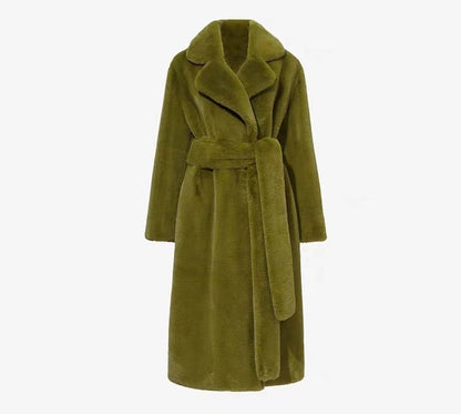 Artificial Fur Coat Suit Collar Cotton Coat Thickened Long Section Plush Trench Coat Limorista