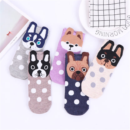 Cute Cartoon Dog Socks With Polka Dot Printing Boat Socks Limorista