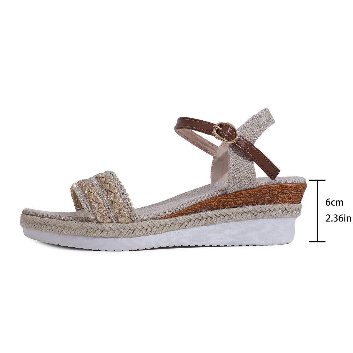 Ethnic Style One Strap Sandals Platform Wedge Buckle Plus Size Limorista