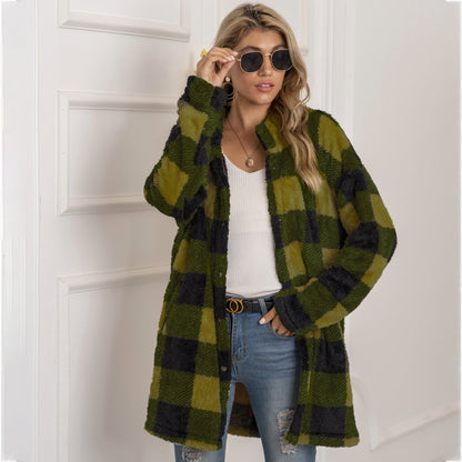 Contrast plaid long coat Limorista