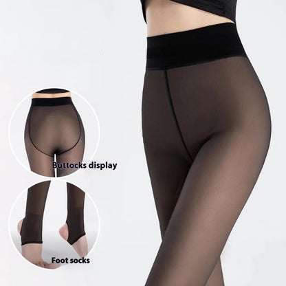 Water Light Socks Black See-through One-piece Trousers Fleece-lined Thickened Limorista