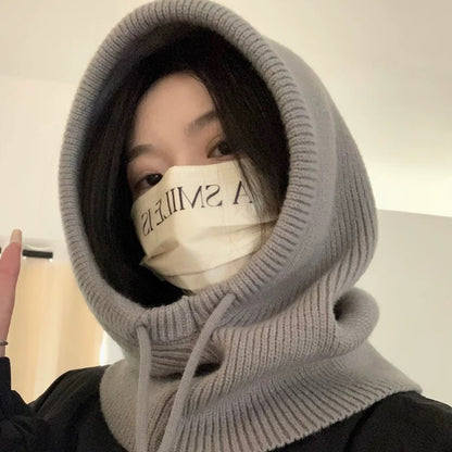 Autumn And Winter Knitting Scarf Integrated Sleeve Cap Limorista