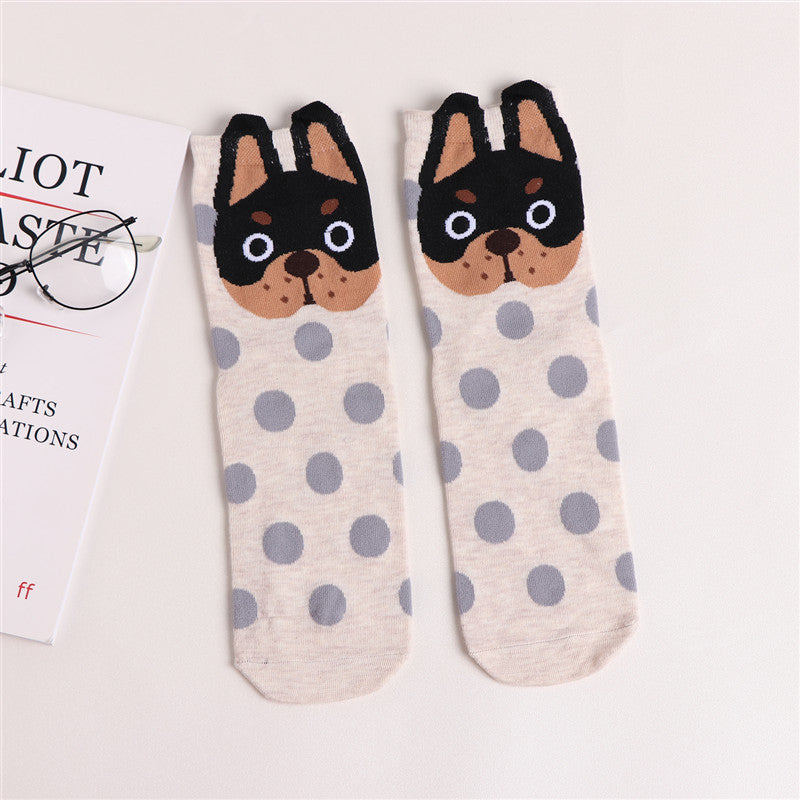 Cute Cartoon Dog Socks With Polka Dot Printing Boat Socks Limorista