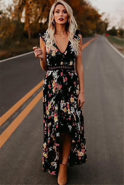 Sleeveless printing irregular dress Limorista