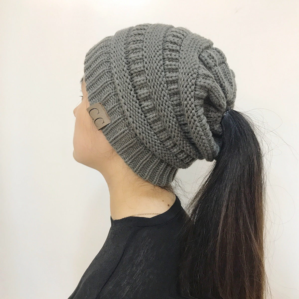 Knitted Ponytail Hat, Women&