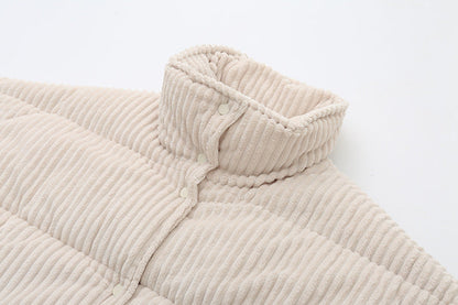 Warm Corduroy Puffer Jacket Coat Short Loose Cotton Coat Limorista