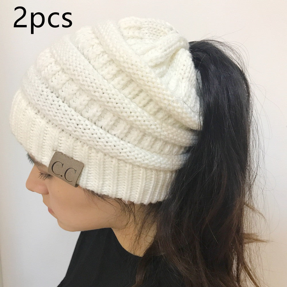 Knitted Ponytail Hat, Women&