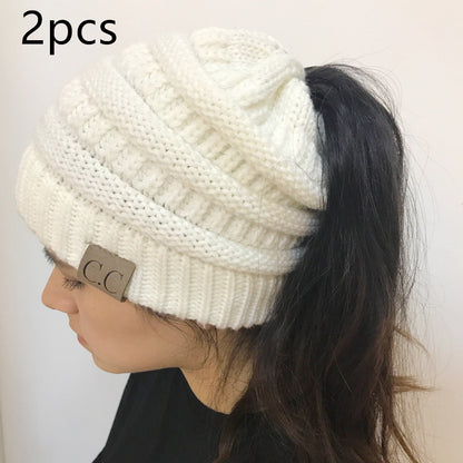 Knitted Ponytail Hat, Women&