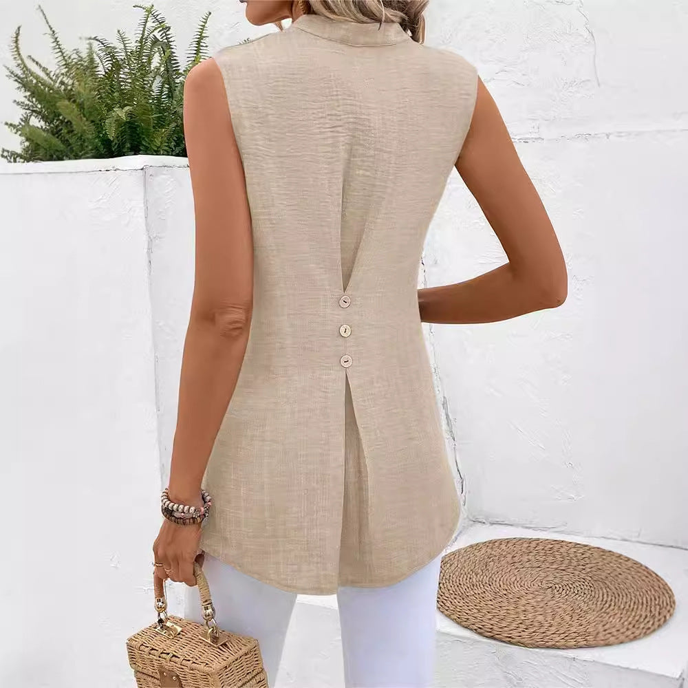 New Blouse Sleeveless V-neck Slim Design Women&