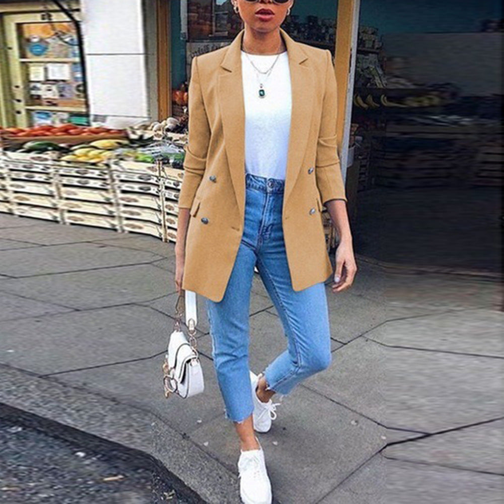 Fashion Lapel cardigan medium length temperament suit coat woman Limorista