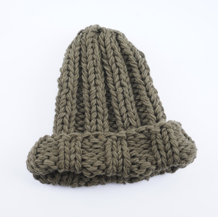 Europe and the United States new knit hat ladies autumn and winter fashion wild thick wool hat solid color simple earmuffs Limorista