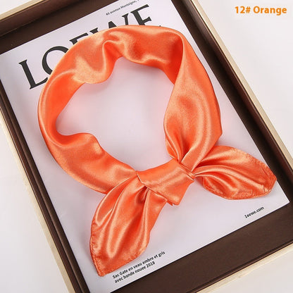 Solid Color Square Scarf Artificial Silk Small Square Towel Limorista