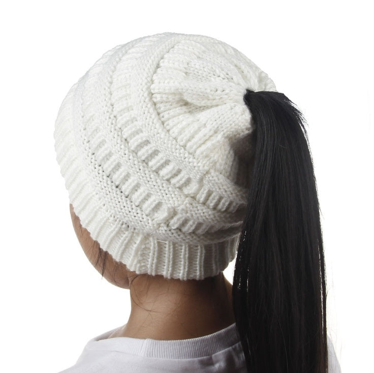 Knitted Ponytail Hat, Women&