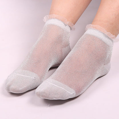 Ladies glitter lace socks