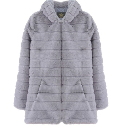 Plush padded hooded lady mink short fur coat Limorista