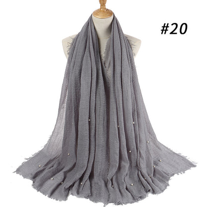 Cotton and linen crumpled monochrome scarf Limorista