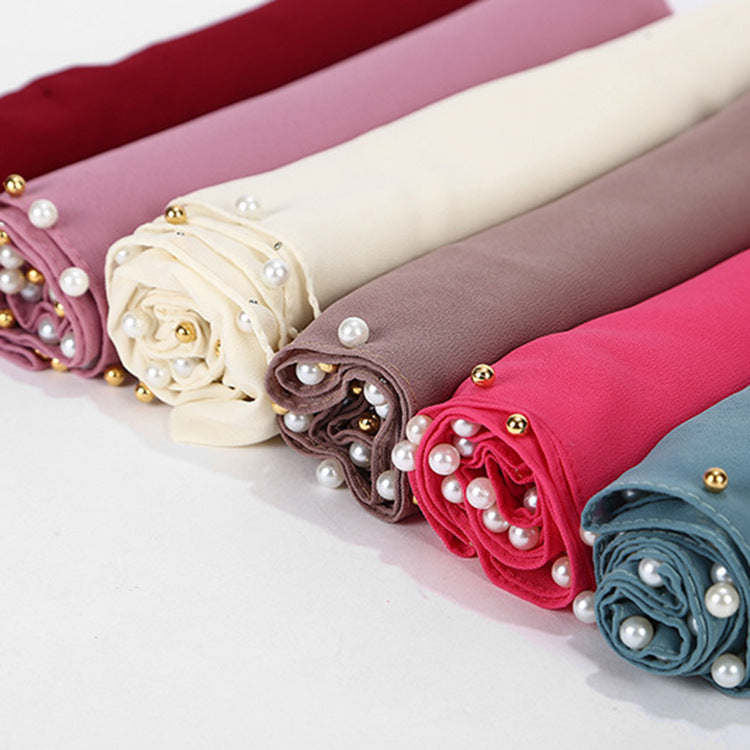 Chiffon nail pearl scarf hijab Limorista