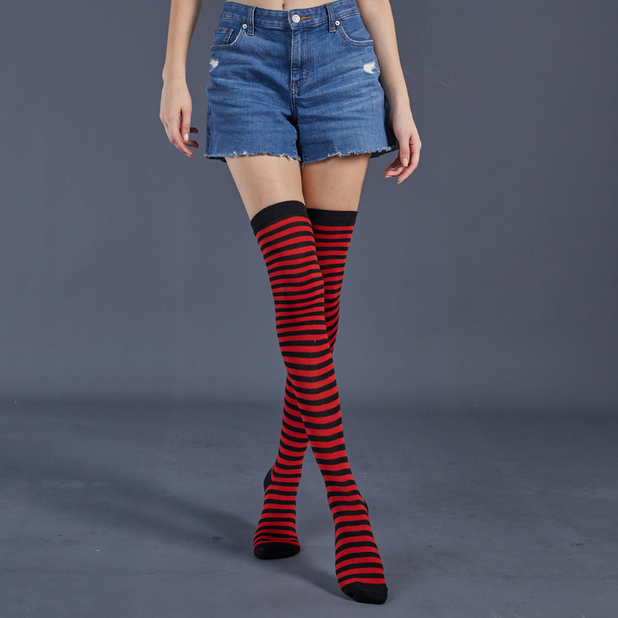 Thin Stripes Stockings Over The Knee Thickened High Tube Ladies Dance Party Performance Socks Limorista