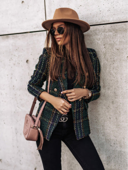Check Lapel Printed Thin Jacket Limorista