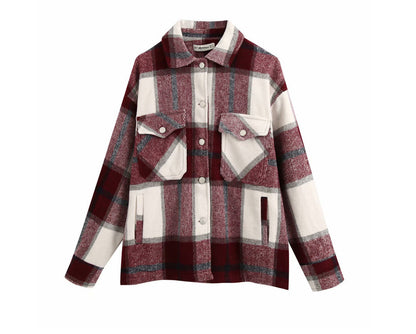 Ladies casual plaid shirt jacket Limorista