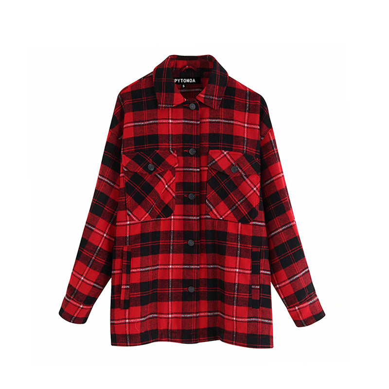 Ladies casual plaid shirt jacket Limorista