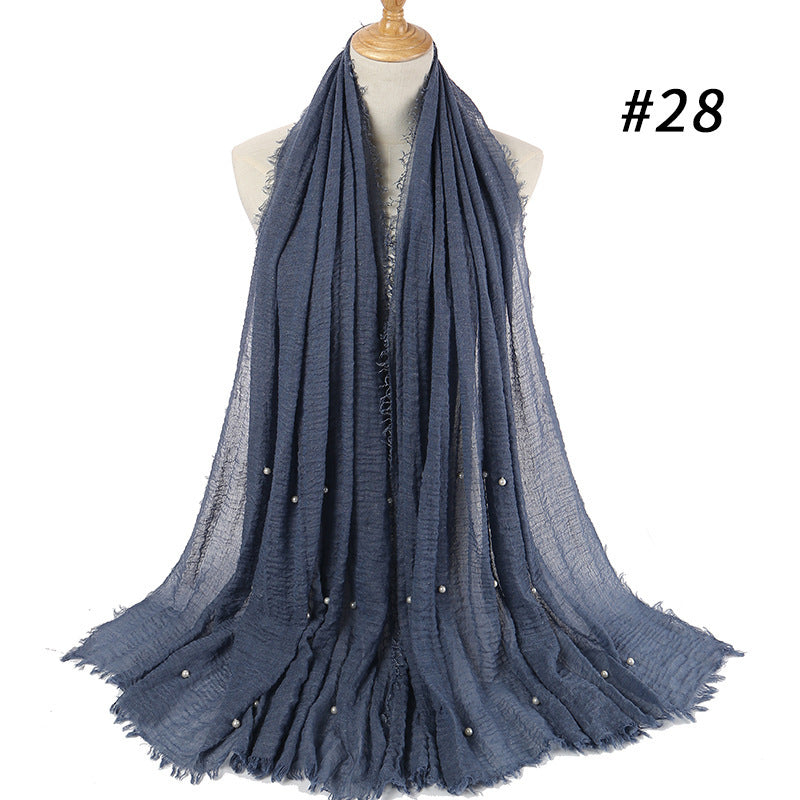 Cotton and linen crumpled monochrome scarf Limorista