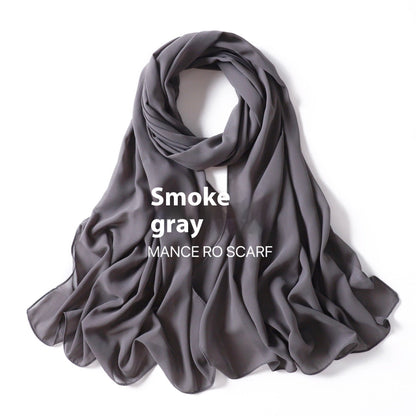 Pure Color Pearl Chiffon Scarf Headcloth Veil Chiffon Scarf Limorista