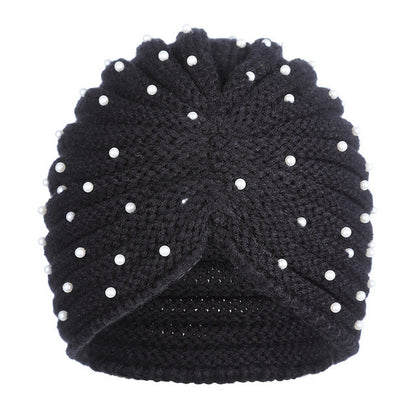 New Winter Knitted Nail Pearl Headscarf Hat Bohemian Knotted Warm Headband Limorista