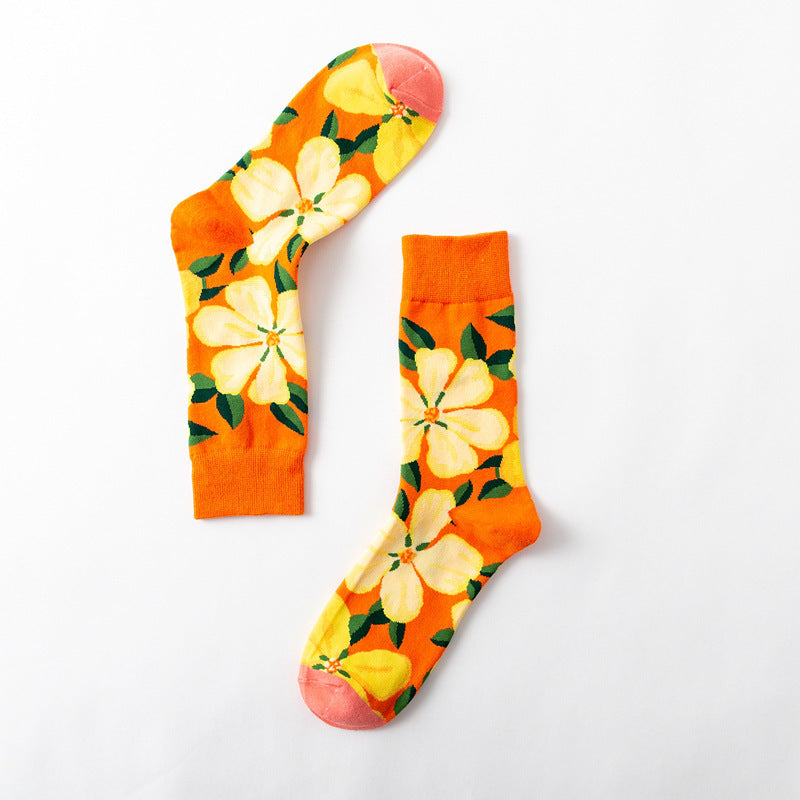 New Big Flower Plant Series Socks Cotton Couple Socks Limorista